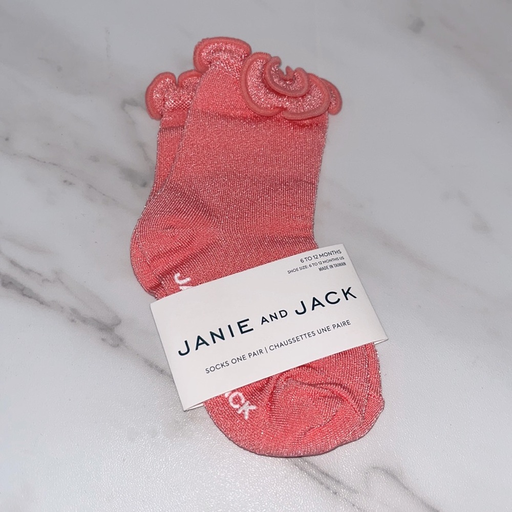NWT Janie and Jack pink ruffle top socks 6-12 months